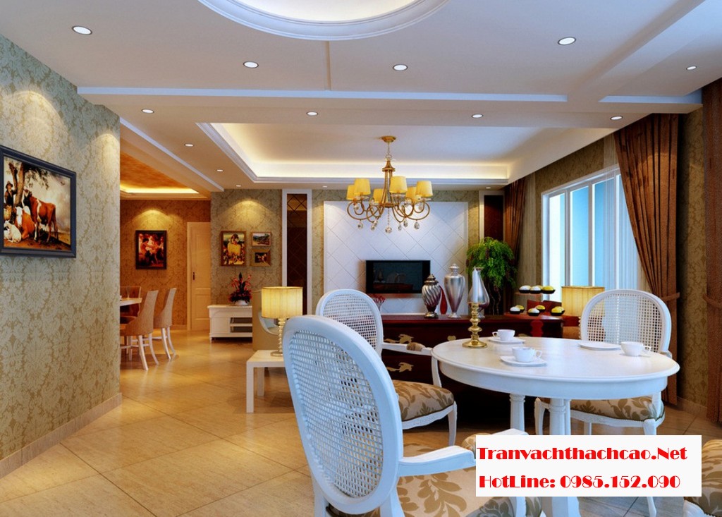 White-plaster-ceiling-for-living-room